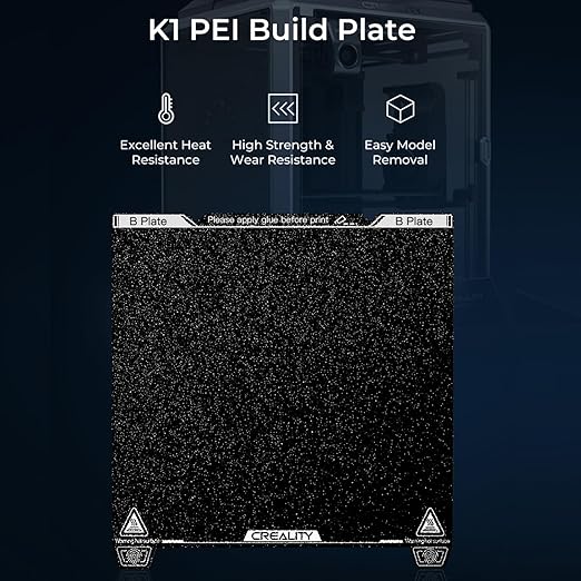 Creality Official K1 Max Build Plate Textured Surface 315x310mm PEI Sheet Flexible Removable Spring Bed Plate for K1 Max, Ender 3 V3 Plus(Without Magnetic Base)