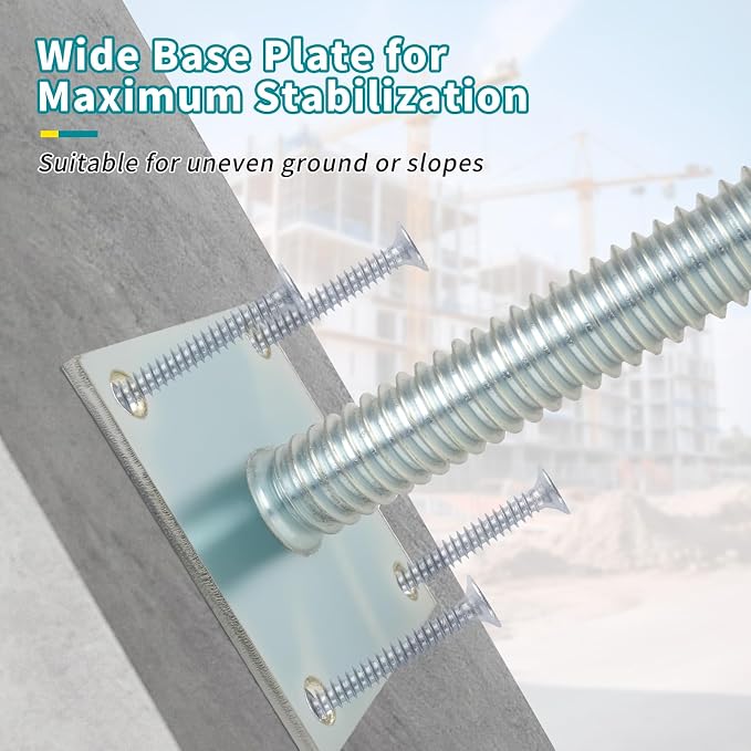 18" Adjustable Scaffolding Leaveling Jack, Galvanized Steel Soild Screw Jack with Base Plate, 4 Pack