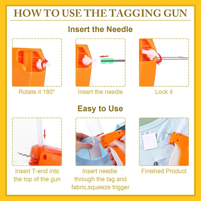 Kigeli 6 Pack Tagging Guns for Clothing with 3000 Barbs 15 Needles Stitch Gun Quick Clothes Fixer Retail Price Tag Attacher Clothing Label Gun for Boutique Store Warehouse Garage(Orange, Green)