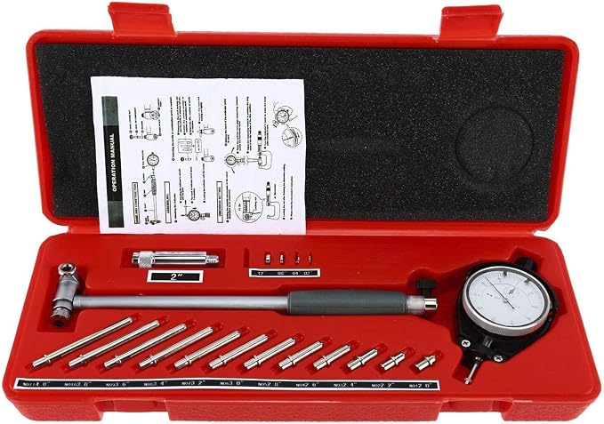 Dial Bore Gauge Set 2-6 Inch (50-160mm), 0.001" Accuracy Cylinder Bore Gauge with Dial Indicator, Engine Cylinder Measuring Tool with Extension Rods for Engine Rebuild and Machinists