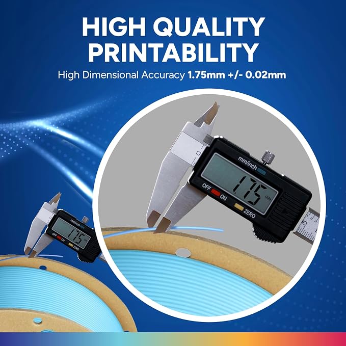 OVERTURE PLA Plus (PLA+) Filament 1.75mm, Stronger & More Durable, Professional Toughness 3D Printer Filament 1kg (2.2lbs), High Precision +/- 0.02mm, Tangle-Free (Light Blue)