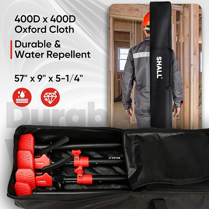 SHALL Cabinet Jack Support Pole, 54-114 in Steel Telescopic Quick Support System Rod, Adjustable 3rd Hand Tool with 154lbs Capacity for Lifting Drywall Cabinet Cargo Bars, 2 Pack w/Storage Bag