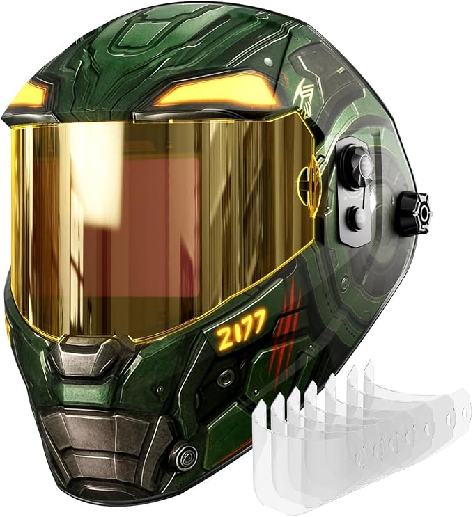 ANDELI Digitally Control Lens Auto Darkening Welding Helmet&5 PCS Large Viewing Screen Outer Replacement Lens and 2 Pcs Inner Replacement Lens