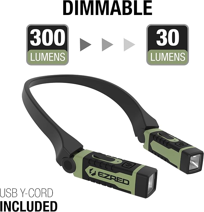 EZRED ANYWEAR Rechargeable Neck Light for Hands-Free Lighting Bundle - NK15 (Green)