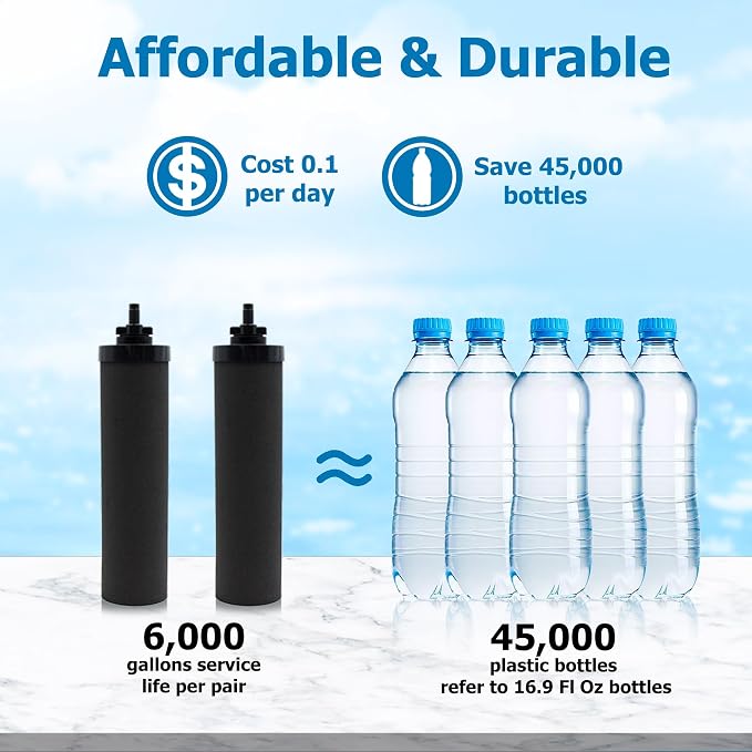 Water Filter Replacement for Berkey® BB9-2 Black Carbon Filters | Compatible with Berkey Gravity Water Filter System, Pack of 2