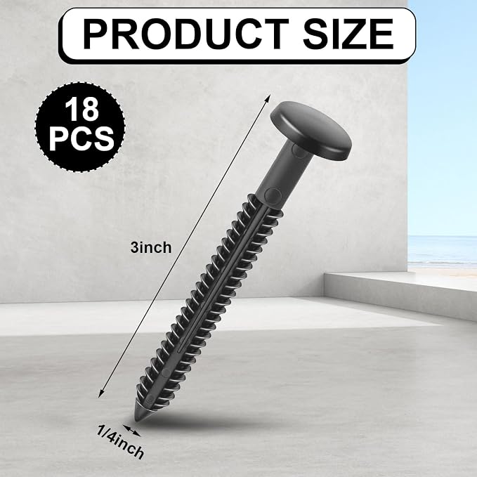 Blulu 18 Pcs 3 Inch Vinyl Shutter Fastener Window Panel Peg Lok Pin Pegs Screws Shutter Spikes Anchor (Tuxedo Gray)