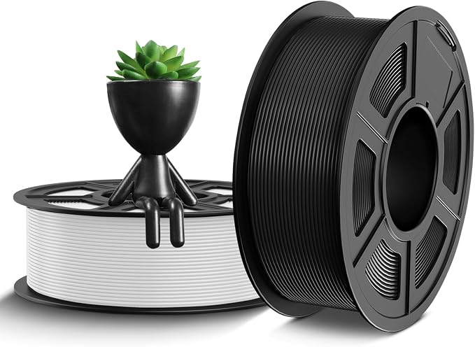 TECBEARS PETG Filament 1.75mm 2KG, 3D Printer Filament Black, Strong Toughness PETG, 2 * 1KG(660M) Filament High Precision, Dimensional Accuracy ±0.02mm, Black and White