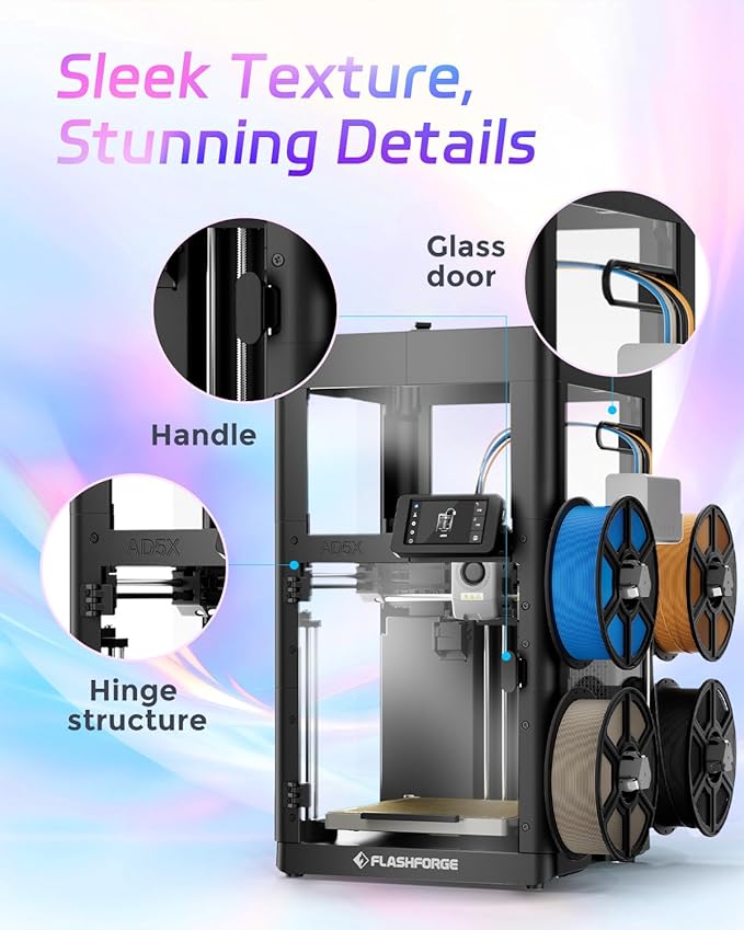 FLASHFORGE AD5X 3D Printer Enclosure Kit | 3D Printer Enclosure Safer and Quieter Cover Protection,DIY Design, Unlock High Temperature Filament Like ABS,ASA and PC