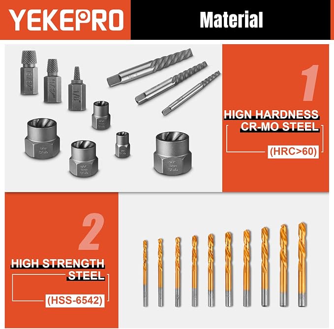 40 Pcs Bolt & Screw Extractor Set with Left Hand Cobalt Drill Bit Set, Easy Out Broken Stripped Screw Removal Tool for Damaged, Frozen, Studs, Rusted, Rounded-Off Bolts, Nuts & Screws, T15139