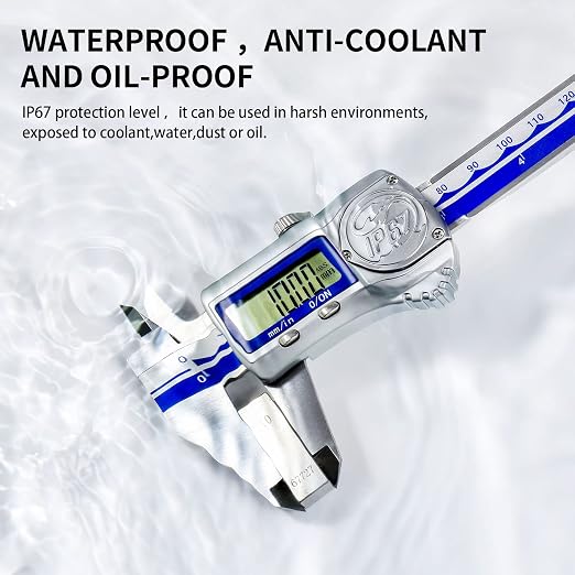 IP67 Absolute Origin Waterproof Electronic Digital Vernier Caliper Measuring Tool Stainless Steel,0-6 inch/150mm, Large LCD Screen，Extreme Accuracy