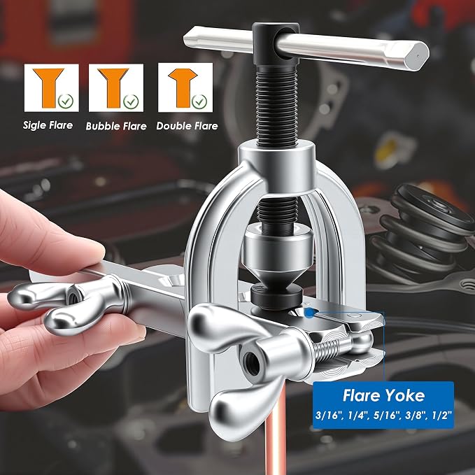 smseace 112Pack 3/16 Inch+1/4 Inch Brake Line Flaring Tool Kit Include 25 FT Zinc-Plated Brake Line Kit with 94pcs Fittings,8pcs Union,Tubing Bender,Double & Single Flare Tool,Cutter