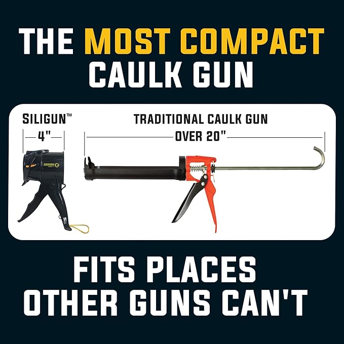 SILIGUN™ Gen-3 Compact Caulking Gun - No Drip Caulk Gun - Patented Design - Lightweight ABS Frame - Works with All 10 oz Tubes (6 PCS)