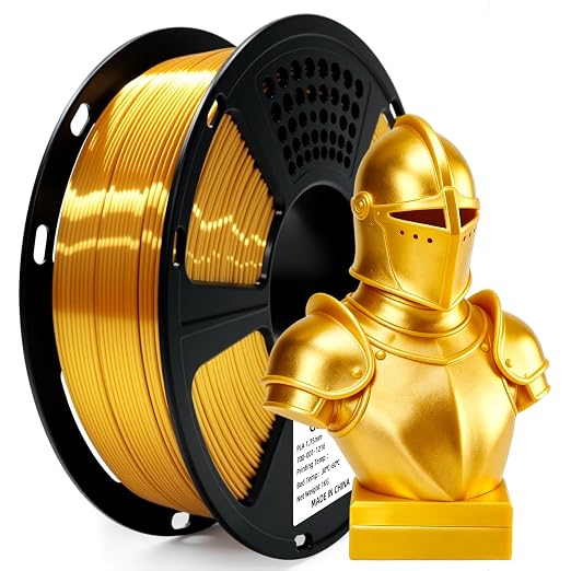 Geeetech Silk PLA Filament 1.75mm for 3D Printer, Metal-Like Shiny Consumables 1kg (2.2lbs) 1 Spool, Dimensional Accuracy +/- 0.02 mm, Metallic Gold Silk Filament