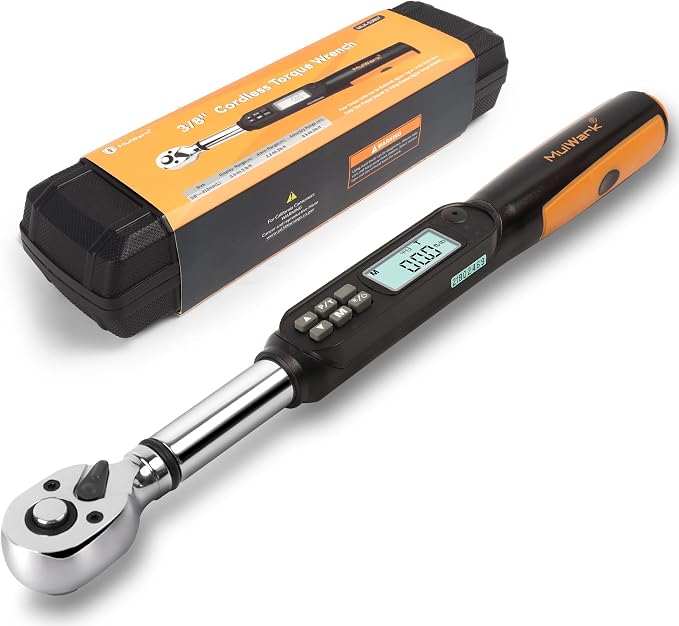 MULWARK 3/8" Digital Torque Wrench Electronic Set, with Buzzer & LED, 2.2-44.3 ft-lbs(3-60 Nm), High Precision Adjustable Bike Torque Wrenches Car Repairing Tool Calibrated with Storage Case