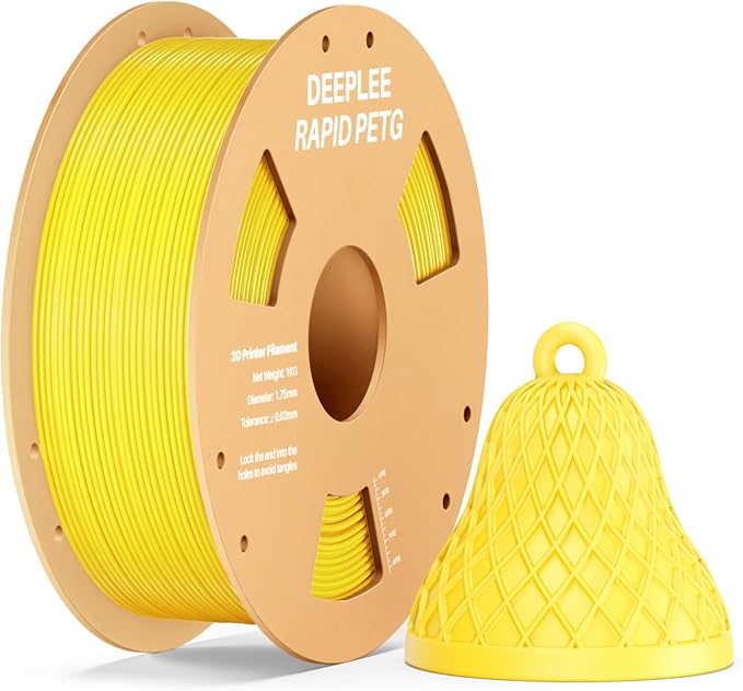 Rapid PETG Filament 1.75mm, High Speed PETG 3D Printer Filament Up to 600 mm/s, Dimensional Accuracy +/- 0.02 mm, Fits for Most FDM 3D Printers, 1kg Yellow