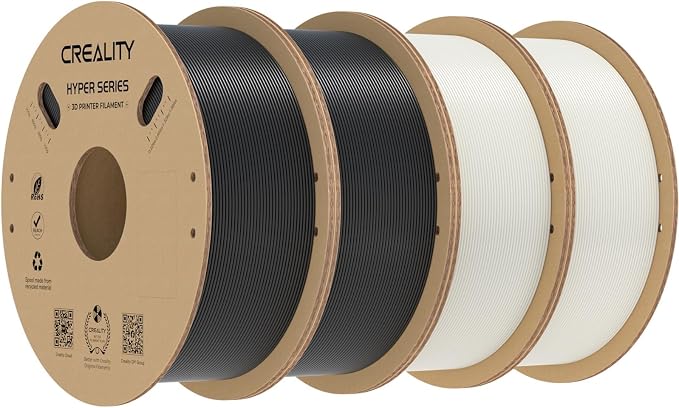 Creality Hyper PLA Filament Bundle 4KG, High-Speed Printing 30–600mm/s, Smooth Extrusion and Stable Printing, Low Stringing, 3D Printer Filament,+/- 0.03mm Accuracy (Black+White)