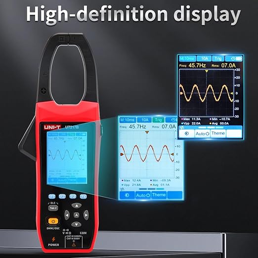 UNI-T UT217B Oscilloscope clamp Meter,1000VAC/DC Voltage Tester,5MS/s Sampling Rate,1MHz Bandwidth,20000 Counts TRMS Current clamp, Resistance,Capacitance,Continuity Test,with 2.8 inch LCD Display