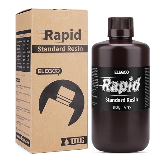 ELEGOO Rapid Standard Resin 3D Printer Resin 405nm Fast Curing High Precision Low Odor Especially for ELEGOO Saturn 3 Ultra and Mars 4 Ultra Grey 1000G