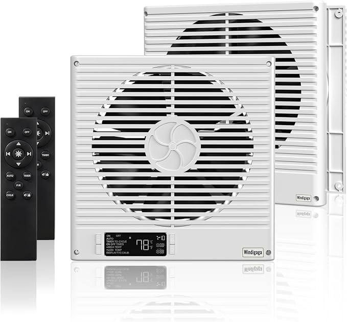 2PCS 8" Room to Room Air Transfer Fan with Remote, Through Wall Fan | 2PCS 8" Room to Room Fan with Temperature Control, Reversible Airflow Design, 10 Speeds, Quiet Balance Exhaust for Bedroom
