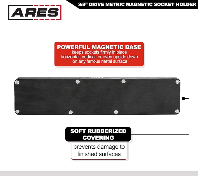 ARES 60008-30-Piece 3/8 in METRIC Magnetic Socket Organizer -BLUE -Holds 15 Standard (Shallow) and 15 Deep Sockets -Perfect for your Tool Box -Also Available in BLACK