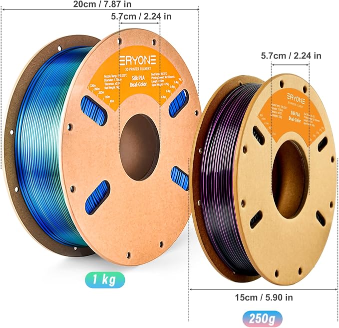 ERYONE PLA Filament 3D Printer Filament Multicolor 1.75mm +/- 0.03mm, PLA Filament 250g Spool, Silk Dual Color Black Purple