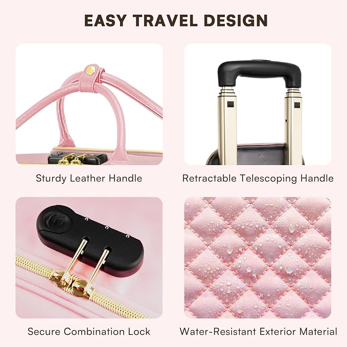 Rolling Laptop Bag Women, Rolling Briefcase for Women for Work, 17 Inch Computer Bag with Wheels, Fashion Flap Laptop Bag With Wheels for Work Business, for Teacher, TSA Friendly Design, Pink