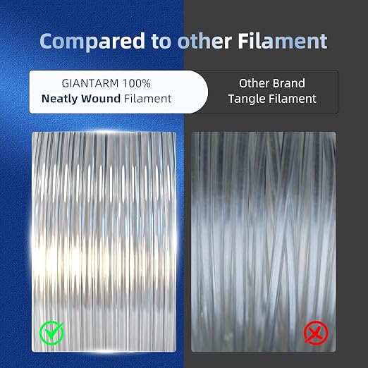 GIANTARM Clear PLA Filament, 1.75mm Transparent PLA 1kg Spool (2.2lbs), 3D Printer Filament with Vacuum Packaging