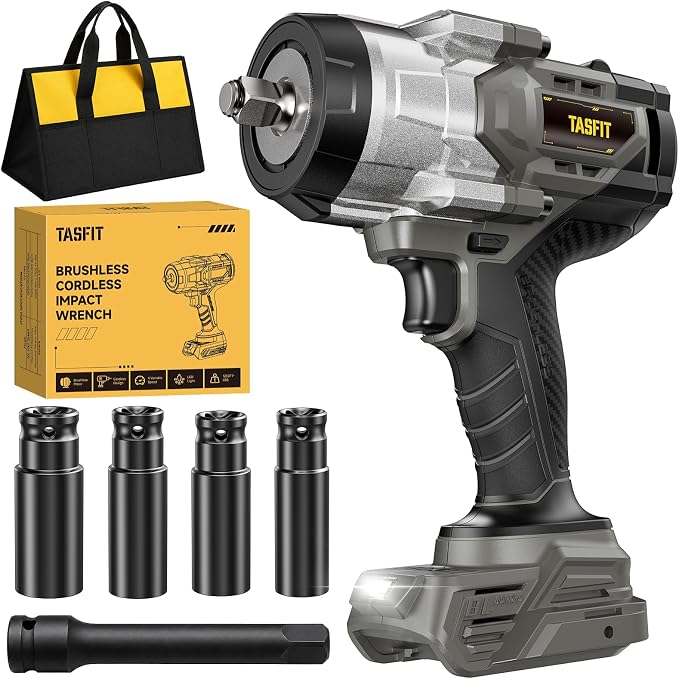 1/2" Impact Wrench, Compatible with DeWalt 20V Battery, 1500N.m(1106Ft-Lbs) High Torque Brushless Impact Gun with 3-Speed, 4 Sockets for Car/Truck (Bare Tool & NO Battery)