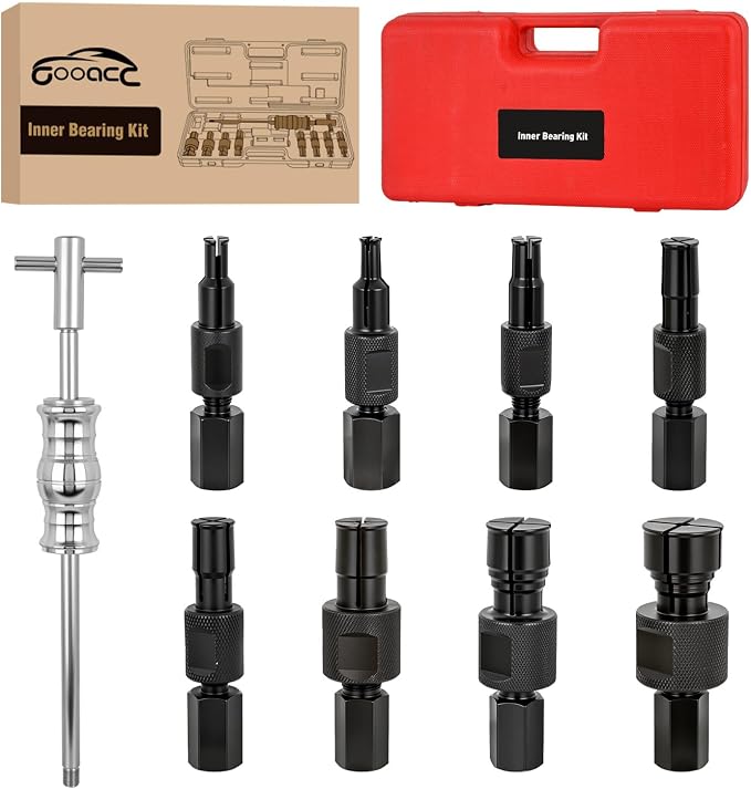 GOOACC 9PCS Blind Inner Bearing Puller Set, Slide Hammer with Expandable Collets 8-32MM Blind Hole Collet Bearing Slide Hammer Puller Set Internal Pilot Bearing Removal Tool for Axles Bearings, Red