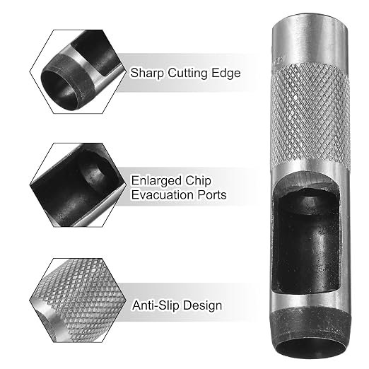 HARFINGTON 2pcs Leather Round Hole Punch, 19mm Hollow Hole Puncher Cutter Carbon Steel Circle Hole Punching Cutting Tool for Belt/DIY Leather Craft
