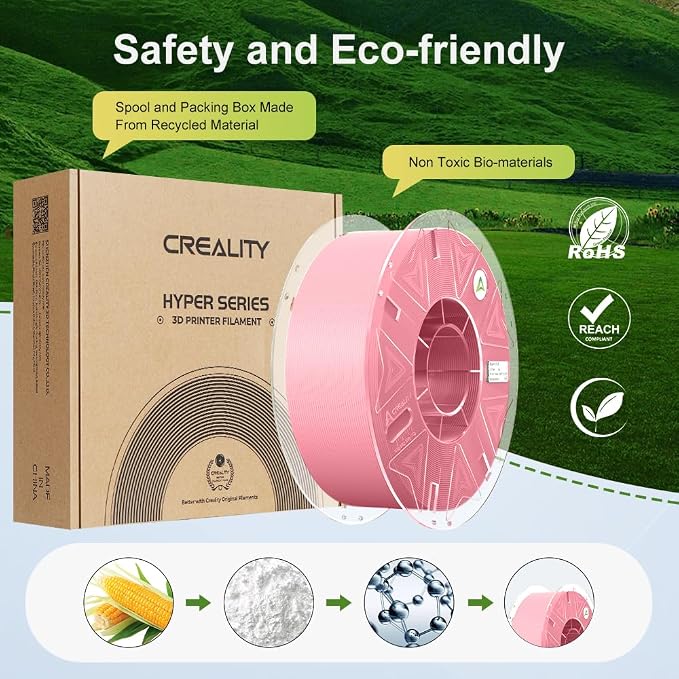 Creality Hyper PLA Filament 1.75mm, RFID 3D Printer Filament for High Speed 30-600mm/s, PLA Filament Support CFS, Fits for K2 Plus Combo and Most 3D Printers 1kg(2.2lbs)/Spool