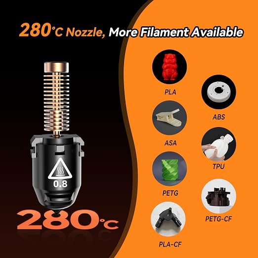 Flashforge Nozzle Assembly for Adventurer 5M 3D Printer, 280°C High Speed and Quick-Release Nozzle (0.25mm-280°C)