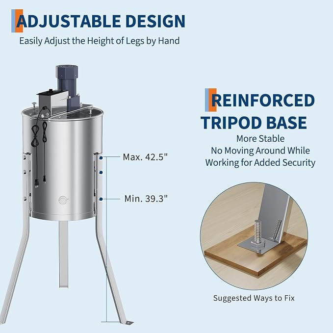 4 Frame Honey Extractor Spinner, Electric Beekeeping Centrifuge