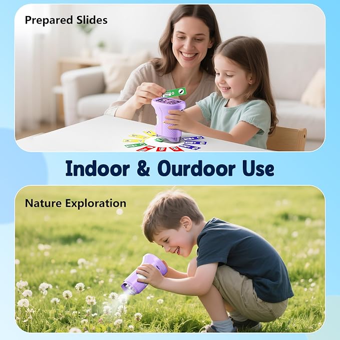 Odatay 4K 1000X Digital Microscope for Kids with Long Distance Viewing & 2.4" Screen, Portable Handheld Edu Toys for Kids Age 3-12 Exploring Bugs Plants at Home Classroom & Outdoor Travel, Purple
