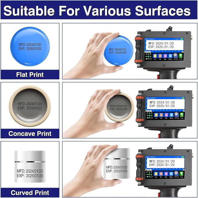 E16-1 Handheld Inkjet Printer, 1" Portable Smart Printer with ER521 Original Fast-Drying Ink, 360° Date Coder Printing Machine for Text/Barcode/Number/Image/Date Printer for Any Surface