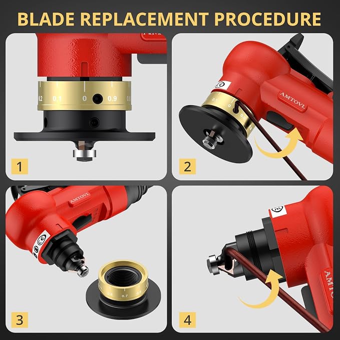 AMTOVL Pneumatic Chamfering Tool - Mini Air Chamfer Tool with 10 C-Angle & 10 R-Angle Blades, 45° 30000 RPM Chamfering Tool for Metal and Wood with 1/4" Air Inlet