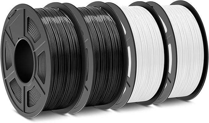 SUNLU ABS Filament 1.75mm,Black+Black+White+White,4kg | 3D Printer Filament,Highly Resistant Durable,Heat Resistance,Excellent Toughness,For 99% FDM 3D Printers.