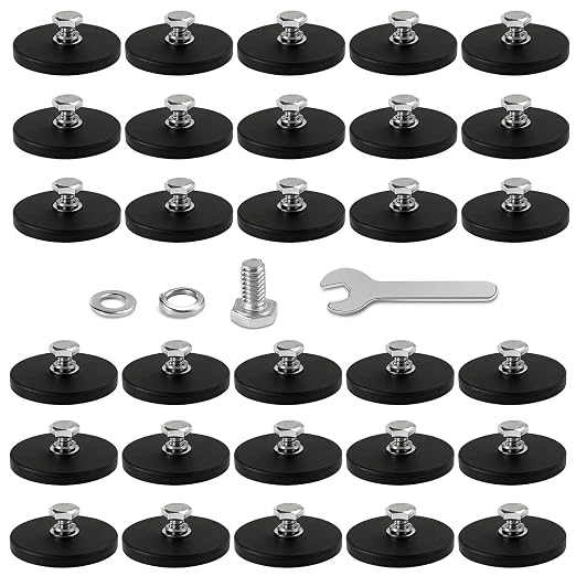 DIYMAG 1/4 inch Rubber Coated Anti-Scratch Mounting Magnet for Camera, Adhesive Power 30LBS 30Pcks Magnets Based with Strong Magnetic License Plate Hold for Light Bar, Mirror and Camera