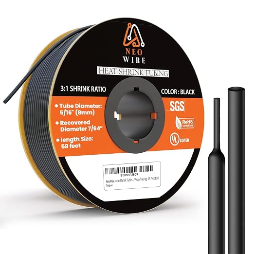 Heat Shrink Tubing 5/16" (8mm), 3:1 Ratio Shrink Tube Industrial and Marine Grade, Dual Wall Adhesive Lined Wire Shrink Wrap Tubing, 59 Feet Roll