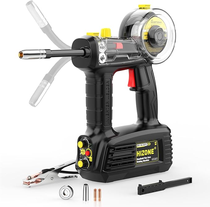 HIZONE 100A Hand Held MIG Welder, 2026 Newest 110V Portable Flux Core Welder with 360° Mig Torch, Gasless Handheld MIG Welding Machine for Home & DIY Projects