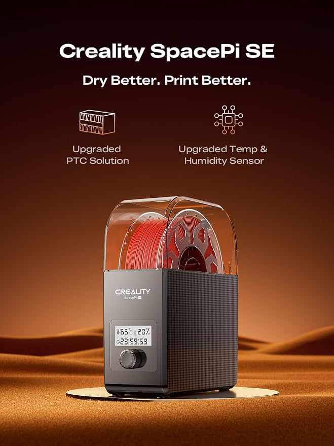 Creality Filament Dryer Box Pro 2026, SpacePi SE Upgraded 65° PTC Heating with Fan, Dust & Moisture-Proof Storage, 3D Printer Filament Spool Holder, Dehydrator for 1.75mm/2.85mm PLA PETG ABS TPU
