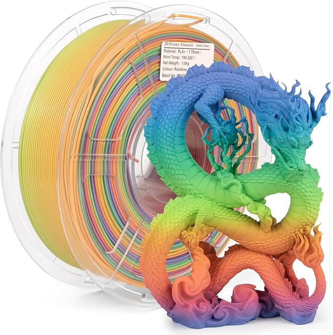 iSANMATE PLA+ 3D Printer Filament, Pla Filament 1.75mm Rainbow PLA, Color Change Filament Dimensional Accuracy +/- 0.03 mm,1 KG Spool
