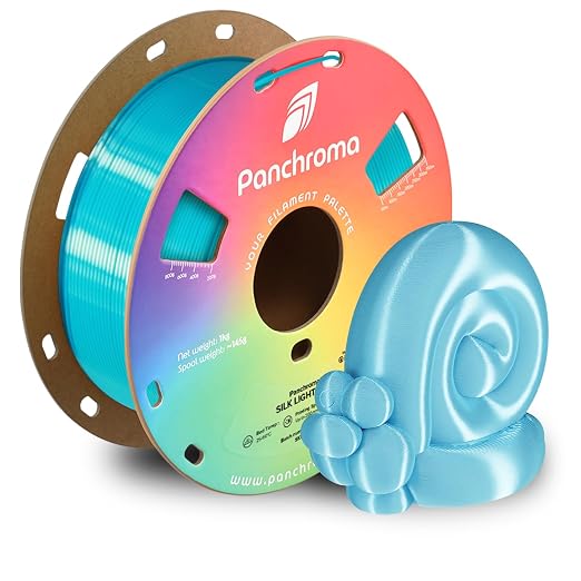 Polymaker Panchroma Silk PLA Filament 1.75mm, 1kg, Light Blue | Neatly Wound, High-Gloss Finish PLA, Easy Print & Smooth Feeding, Compatible with Bambu Lab & Most 3D Printers