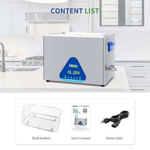 DK SONIC Ultrasonic Cleaner 37L,720W Industrial Ultrasonic Parts Cleaner with Heater&Timer, Digital Control&Basket, Multiple Functions for Motorcycle Engines,Carburetors, Chains