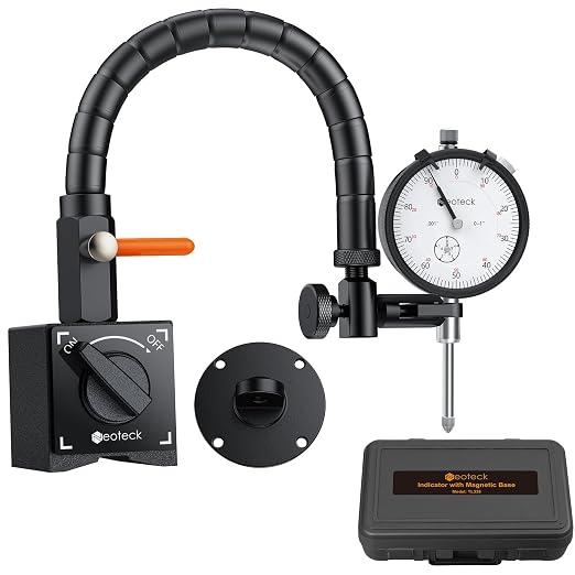 Neoteck 0-1"/ 0.001" Dial Indicator with 13.5" Flexible Arm 176lbs Max Pull Magnetic Base Dial Indicator Set Widely Used in 3D Printer and Automotive Maintenance