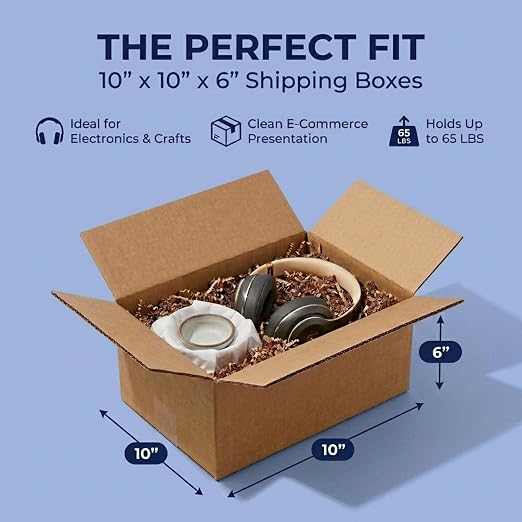 BOX USA Small Shipping Boxes 10"L x 10"W x 6"H (25-Pack) - Small Corrugated Cardboard Packaging Boxes for Shipping, Packing, Moving, and Storage at Home, Office, or Business
