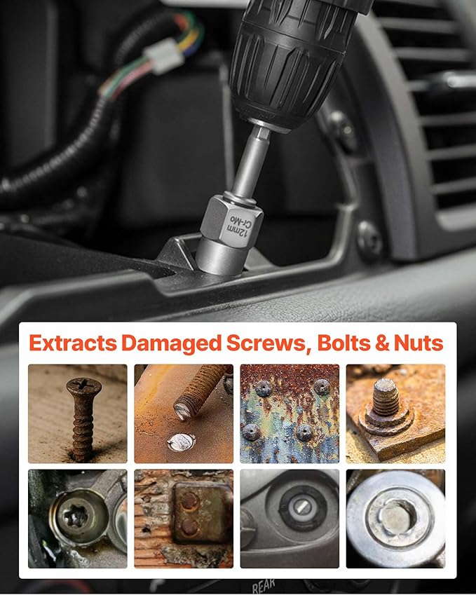 VEVOR Bolt Extractor Kit, 65 Pieces Easy Out Screw Extractor Set, Lug Nut Removal Tool with Left Hand Drill Bit Set for Removing Damaged, Frozen, Broken, Rusted, Rounded-Off Bolts, Nuts & Screws