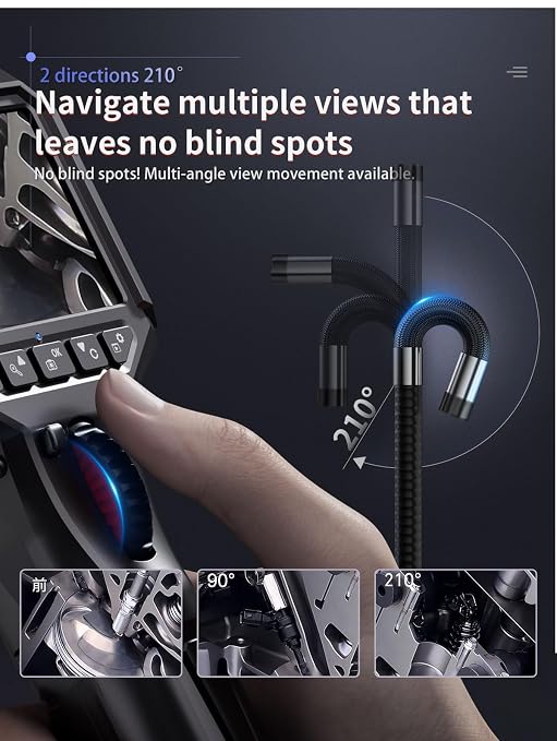 Ralcam Two-Way Articulating Borescope with 10FT Semi-Rigid Cable, 0.33in/8.5mm Inspection Endoscope Camera with Light HD Video Snake Camera Scope for Automotive Aircraft Mechanics