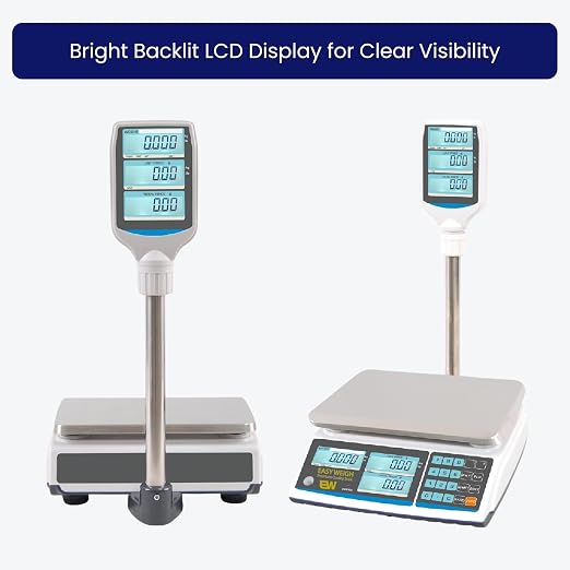 Aquos Digital Kitchen Scale Class III Legal for Trade Price Computing Scales Food & Retail Scale with LCD Backlit Display Tare Function & Stainless Steel Platform (Pole Display, 30Lbs)