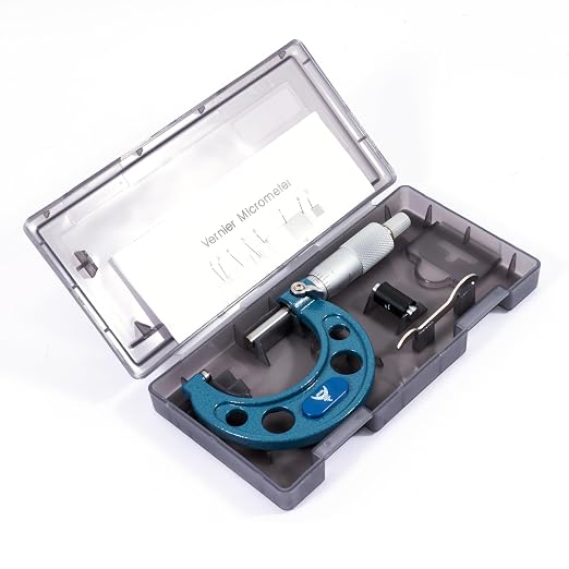PEC Tools 1-2" Outside Micrometer | Industrial-Grade Precision Measuring Tool, Hardened Steel, High-Accuracy with Ratchet Stop, Carbide-Tipped Measuring Faces